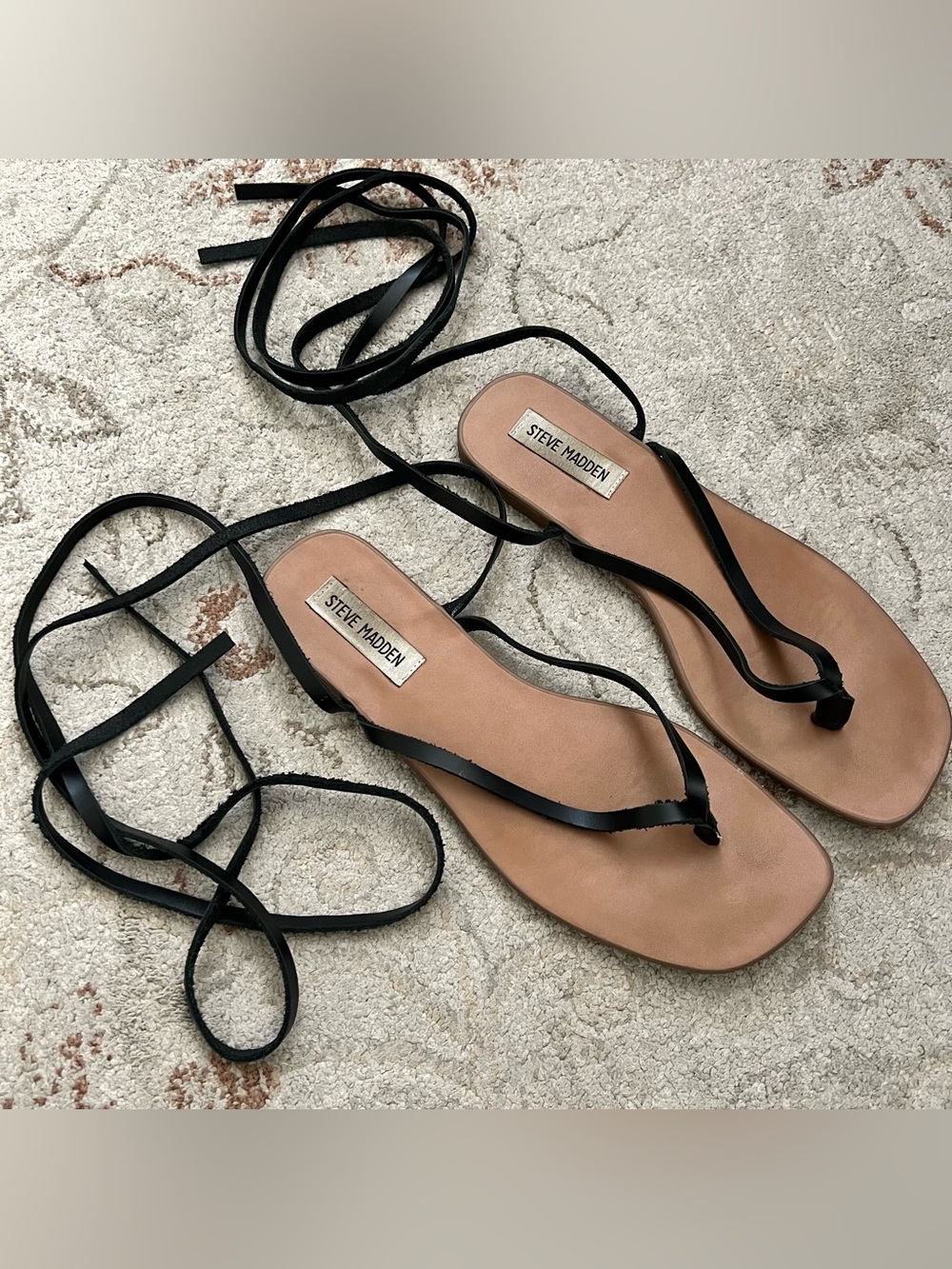 Steve Madden Black Lace-Up Sandals